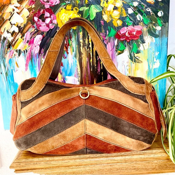Lucky Brand Bags Lucky Brand Chevron Suede Shoulder Bag Poshmark